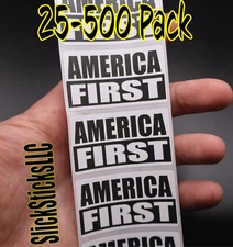 "AMERICA FIRST" Stickers 25-500 Pack decal labels stickers patriotic 2024 elect