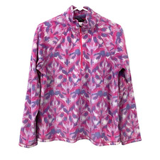 Eddie Bauer Pink Purple Quarter Zip Fleece Pullover Shirt Top Womens Medium