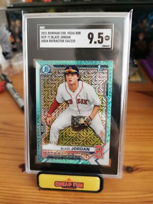 2021 Bowman Chrome Mega Box Blaze Jordan Aqua 154/225 SGC 9.5 Boston Red Sox
