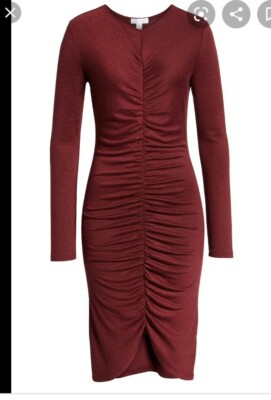 Leith Ruched Front Bodycon Dress Size S Red Long Sleeve Stretch Crewneck NWT | eBay Leith Ruched Front Bodycon Dress Size S Red Long Sleeve Stretch Crewneck NWT | eBay