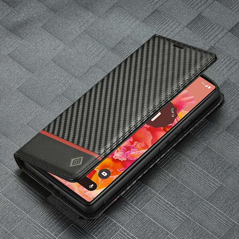 Carbon Fibre Wallet Case Slim Leather Flip Cover for Google Pixel 9A/9/10 Pro XL - Image 4 of 4