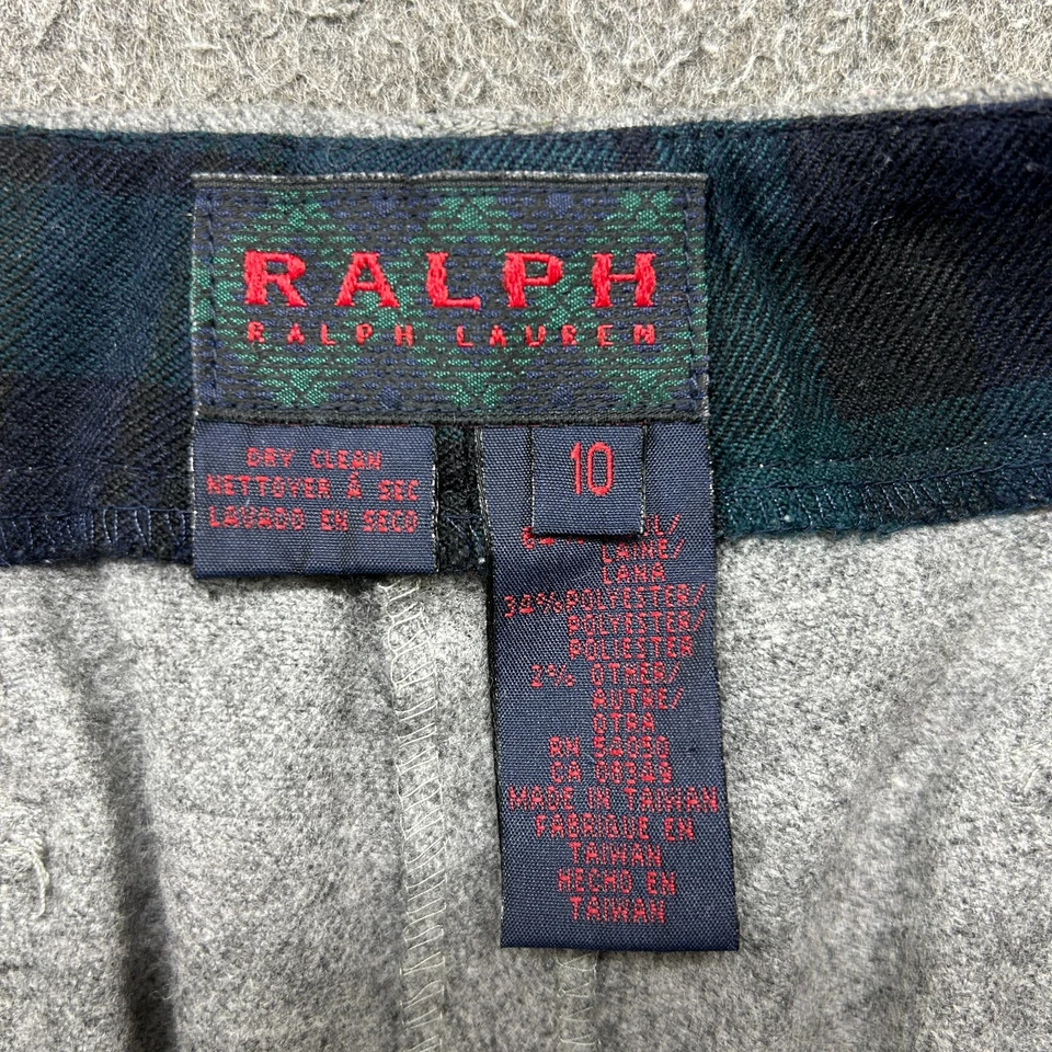 VINTAGE Ralph Lauren Pants Womens 10 Grey Wool Flare Wide Leg Trouser Pocket 90s - Image 3 of 4