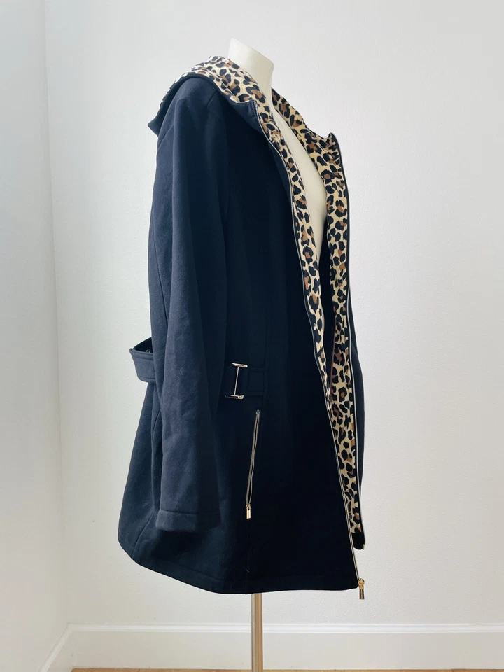  Chaqueta polar Susan Graver con capucha estampada de animales negra 3X nueva sin etiquetas Foto 3 de 4