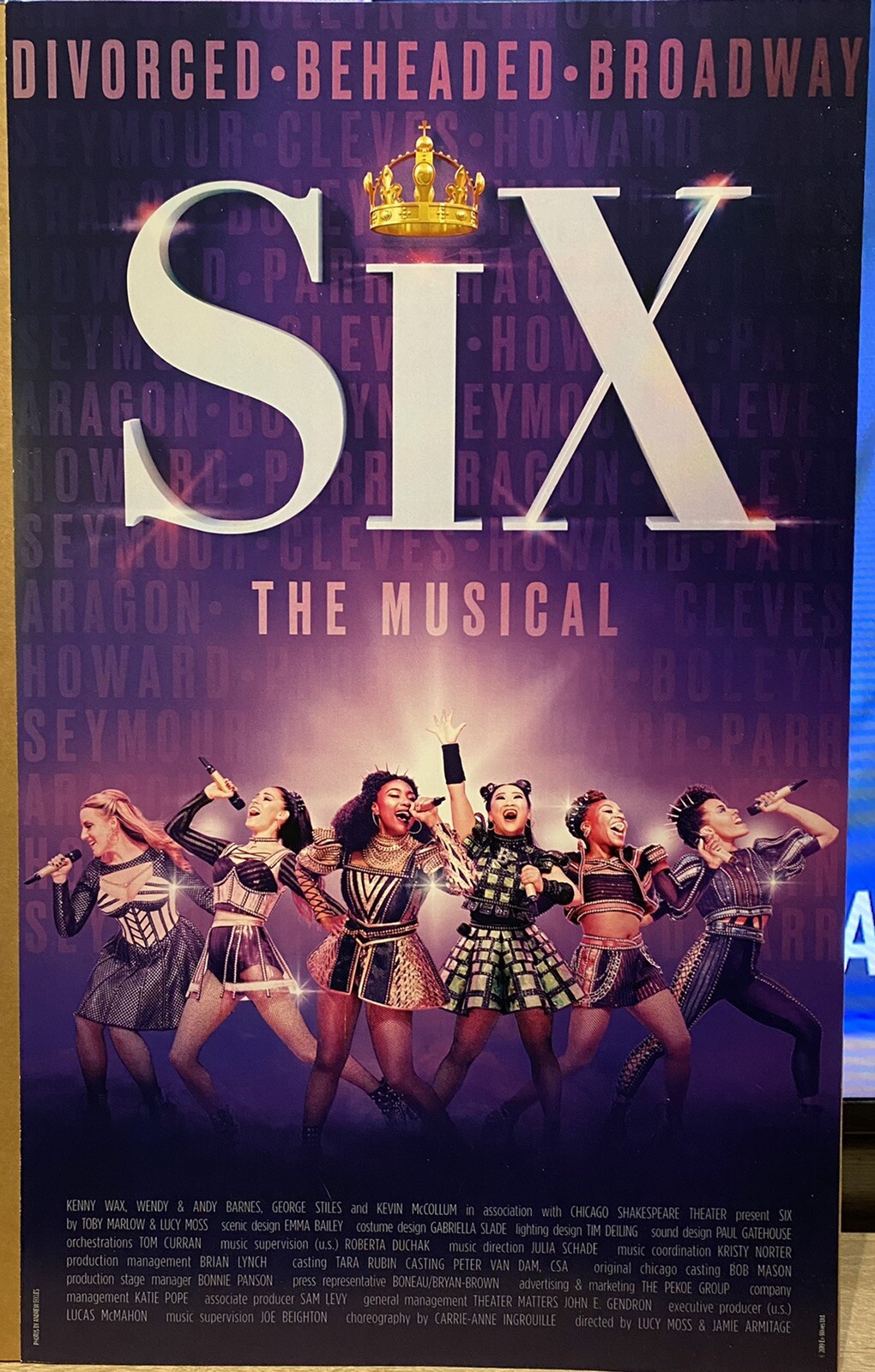 SIX Broadway Poster Windowcard + Playbill + First Preview Pin - February,  2020 | eBay