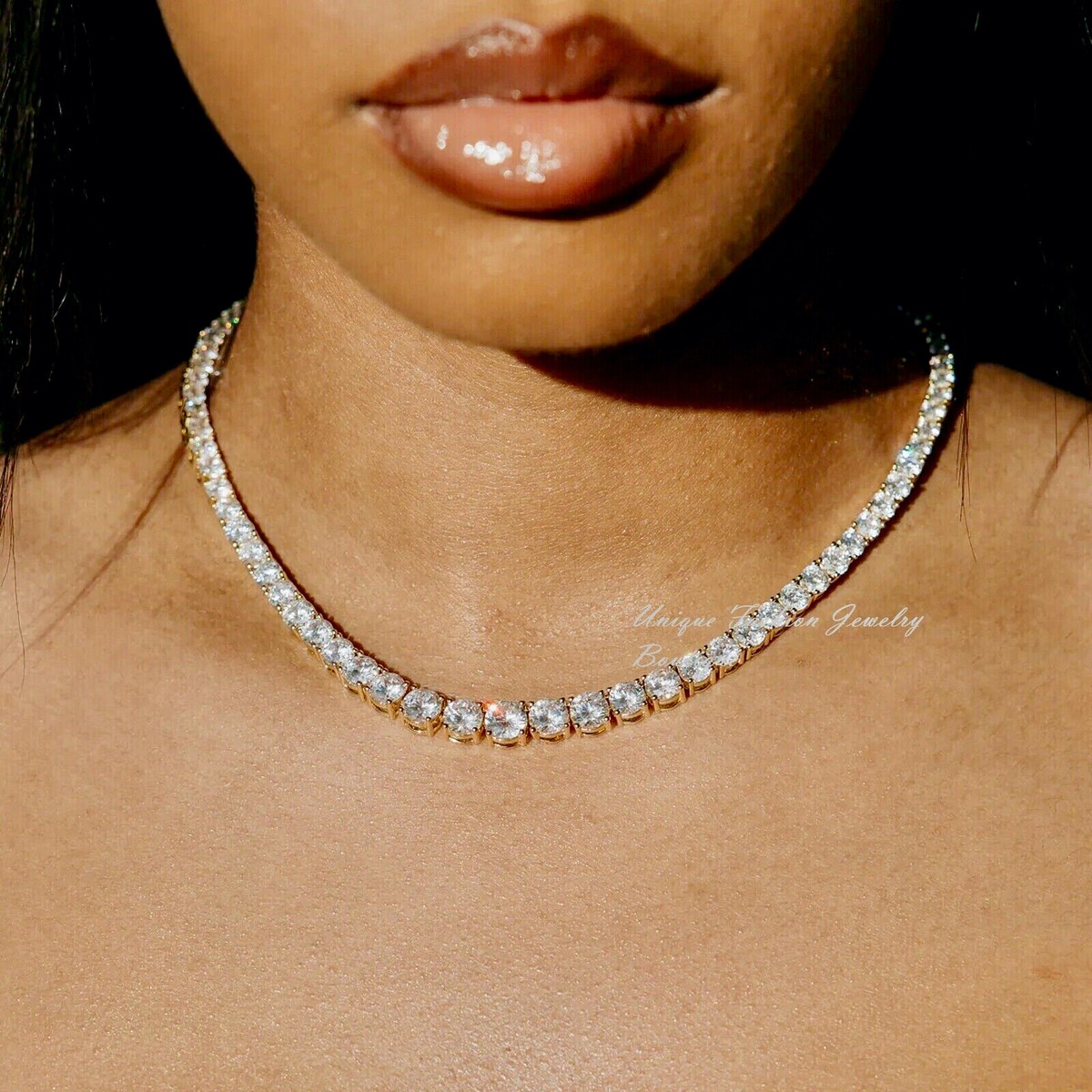 18k Gold Plated Tennis Necklace made w Swarovski Crystal 5