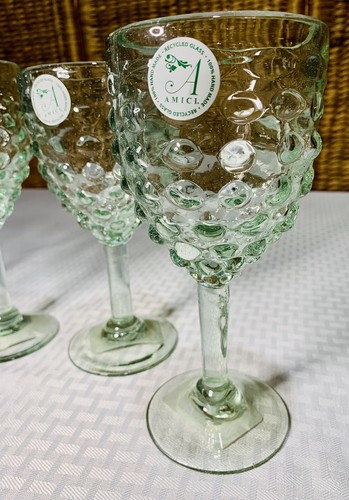 RARE Global Amici Handcrafted Recycled Glass Grape Green Goblets Mexico Set of 4 - Bild 2 von 6