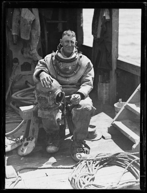 OnThisDay 1 February 1930, man in a diving suit