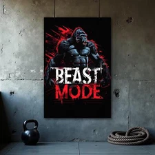 Gorilla Beast Mode Fitness Poster - Motivational Bodybuilding Wall Art