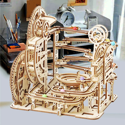 3D Wooden Puzzle Marble Run DIY Mechanical Kit Educational Toy for Kids ...