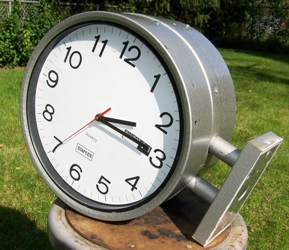 Vintage Double Sided Industrial Wall Clocks Bank Clocks School