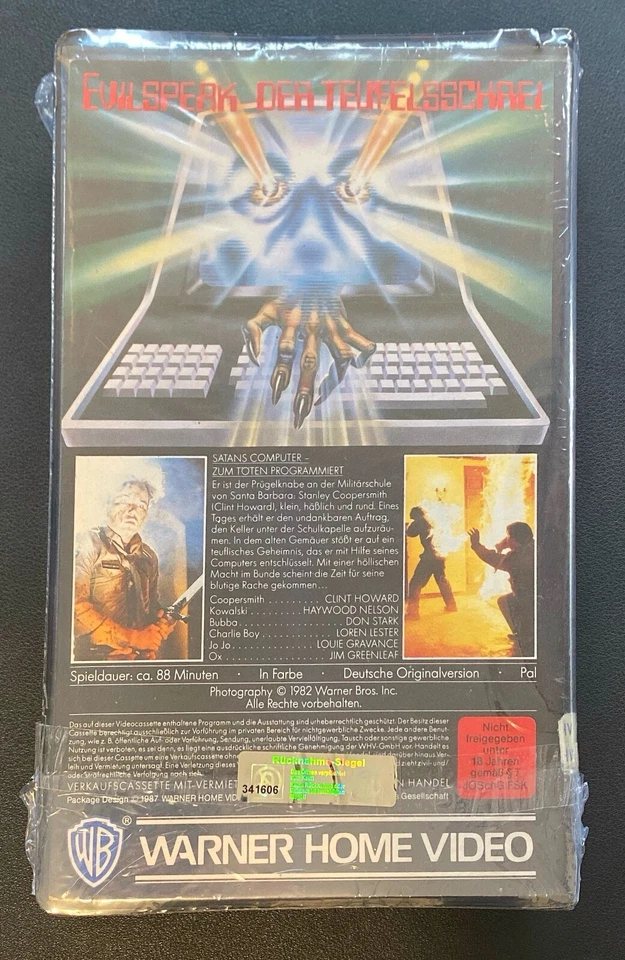 VHS EVILSPEAK – Der Teufelsschrei Warner Home Video Kult Horror RAR 80er - Bild 3 von 4