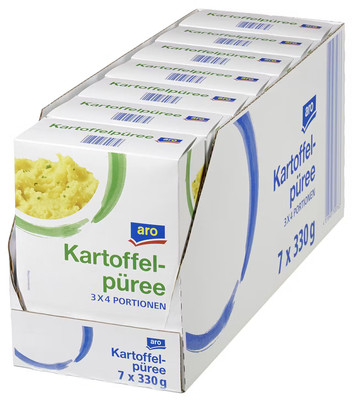 2,31kg Aro Kartoffel Püree 7 Packungen - Kartoffelpüree 3 x 4 Portionen je 330g