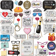 Bridal Shower Photo Booth Props - 41-pc Photo Booth Kit with 8 x 10-Inch Sign...