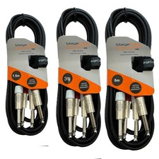 Twin Mono 1/4" Jack to Jack 6.3mm Cable 6.35 mm Audio Signal Lead 1.5m 3m 5m