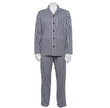 Mens XL Pajama Pants Gift Set Navy Gingham Shirt Lounge Pant Top Pajamas X LARGE