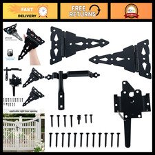 Heavy Duty Wood Gate Kit - 8" Decorative T Hinge, Spring Loaded Latch  Screws -