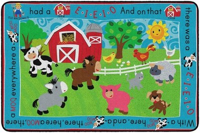 Flagship Carpets E-I-E-I-O Multicolor Rug 4' x 6' x.25'', Rectangle