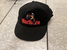 Vintage 90's Marlboro Snapback Cowboy Bucking Horse Rodeo Black Hat Embroidered