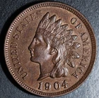 1904 INDIAN HEAD CENT - With LIBERTY & 4 DIAMONDS - AU UNC