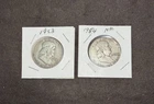 Lot of two (2) Ben Franklin 90% SILVER Half Dollars,  1953 and 1954