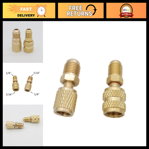 6pcs Brass Quick Couplers Adapter 5/16" SAE F to 1/4" M Flare for R410A R32 R22