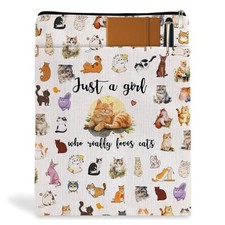 Book Lovers Gifts Book Sleeve,Book Cover with Zipper for Zipper Large Beige-cat