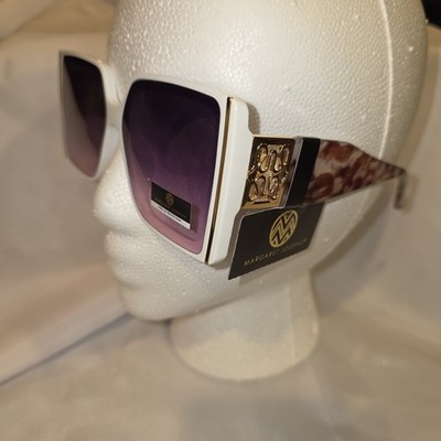 MARGARET JOSEPHS SUNGLASSES Sun Glasses WHITE BEIGE GOLD NEW WITH TAGS NWT