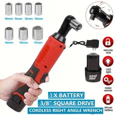 3/8-inch electric cordless ratchet right-angle wrench power tool （2 batteries）