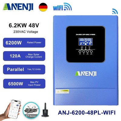 6.2KW 48V Hybrid Solar Wechselrichter On Off Grid MPPT 500V 120A 230Vac Parallel