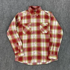 Dixxon Flannel Shirt Mens Large Red Yellow Maguro Plaid Snap Button Western