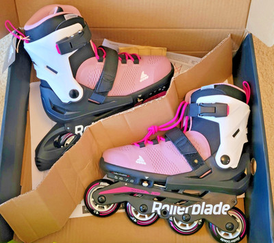 NEW Rollerblade Microblade Skates 07221900T93 Pink White KIDS 5-8 FREE SHIP!