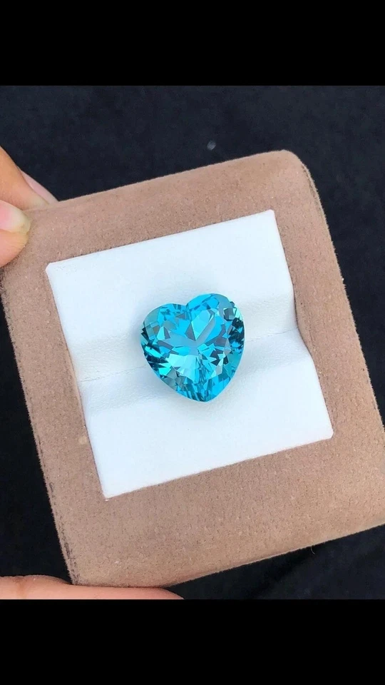 Piedra preciosa suelta corte corazón azul neón turmalina natural Paraiba certificada de 10 quilates Foto 3 de 4