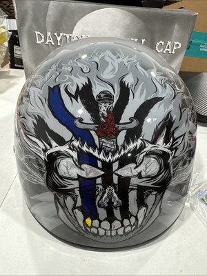 Daytona Helmets D6-TH-XL Skull Cap W/ Thunder DOT Approved Motorcycle Helmet