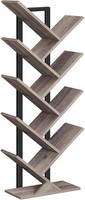 Hoobro BüCherregal, Standregal Mit 9 Ebenen, Holz DVD Regal, In Baumform, Grau