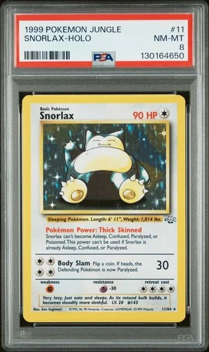 1999 POKEMON JUNGLE #11 SNORLAX-HOLO PSA 8