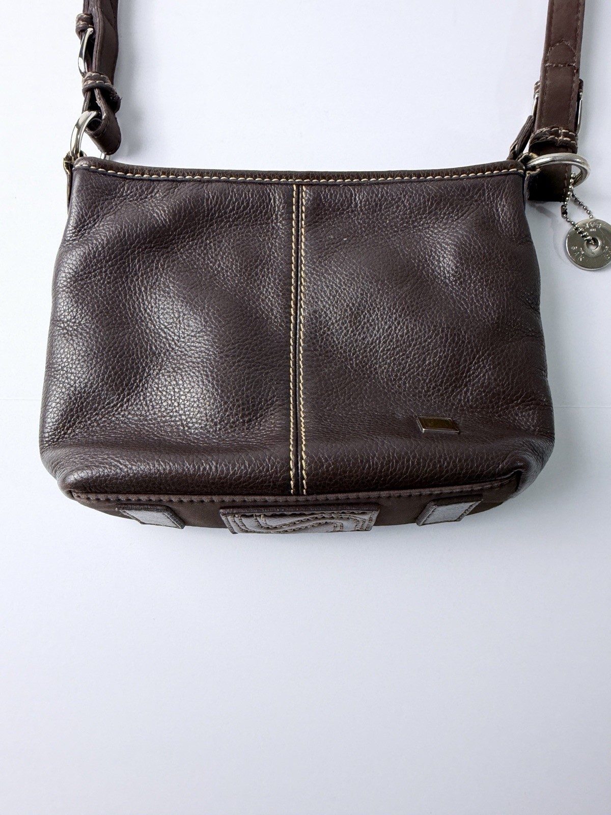 The Sak Brown Pebbled Leather Shoulder Bag Small Hobo Purse Zip Top Boho Casual