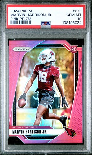 2024 Prizm #375 MARVIN HARRISON JR Pink Prizm RC PSA 10 POP 35 RARE! Cardinals
