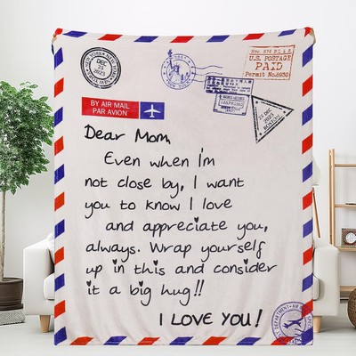 Throw Blankets Gift for Mom from Daughter Son, Blanket Love Letter 