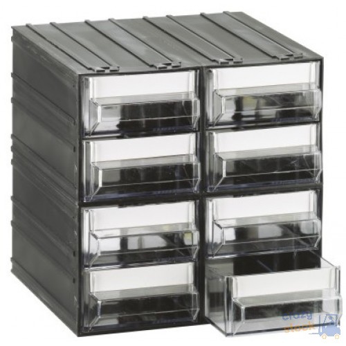 Cassettiera Modulare In Polistirene 8 Cassetti Trasparenti Mm 225X225X225