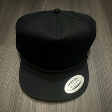 Lot of 7 Yupoong Black Adjustable Men's Snapback Classic Hat Blanks