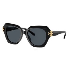 Tory Burch TY 7215U 170987 Black Plastic Cat-Eye Sunglasses Grey Lens