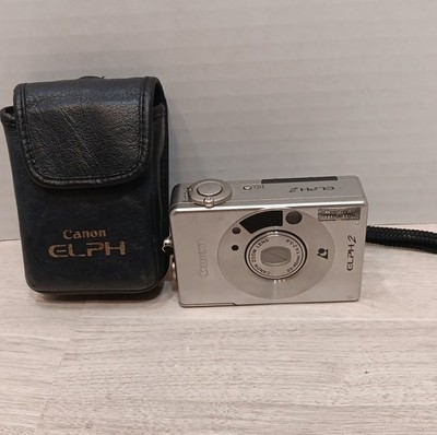 Canon ELPH 2 Point & Shoot Film Camera, Canon Zoom Lens, Silver w/case For Parts