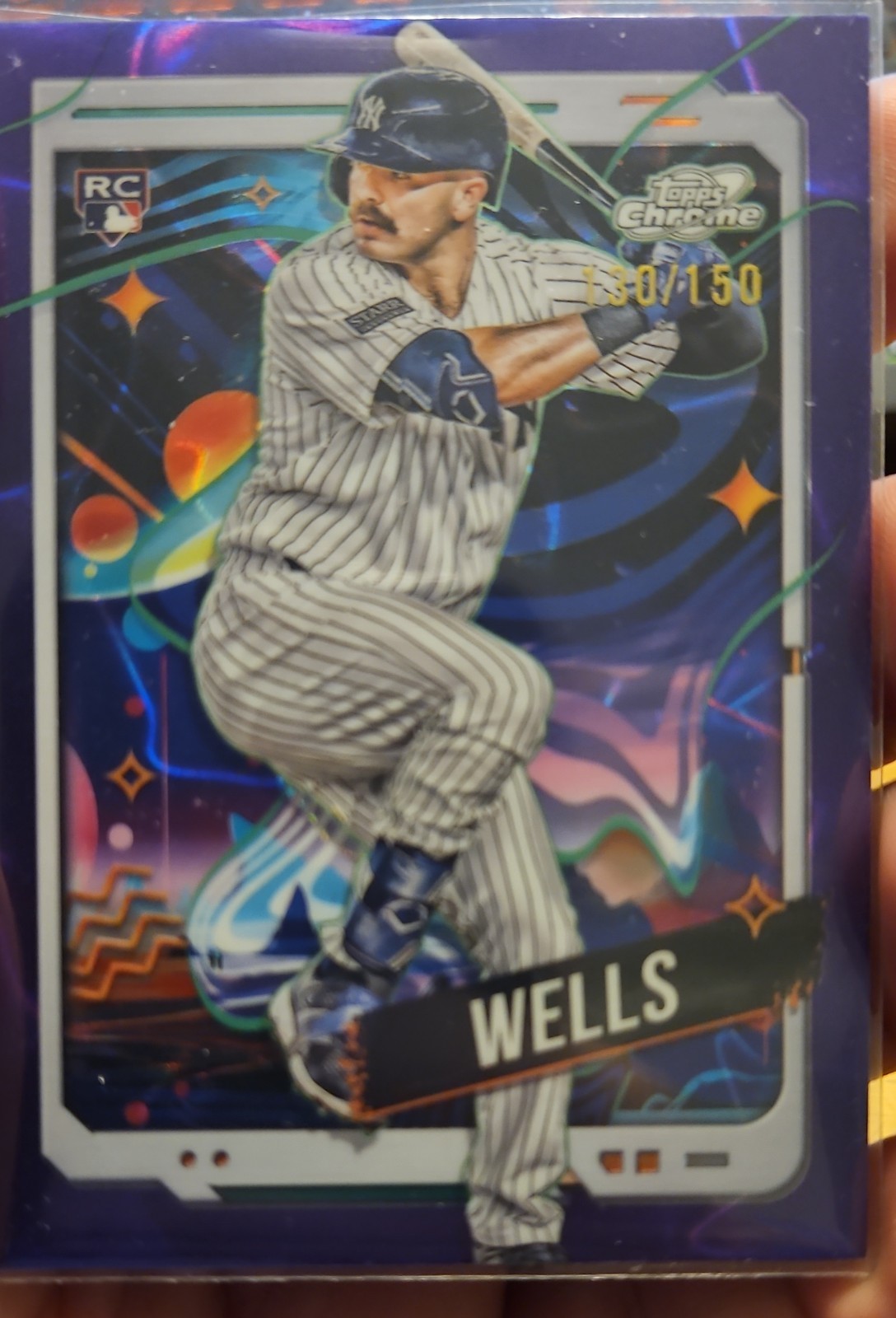 2024 Topps Cosmic Chrome - Austin Wells #88 Purple Nebula Refractor /150 (RC)