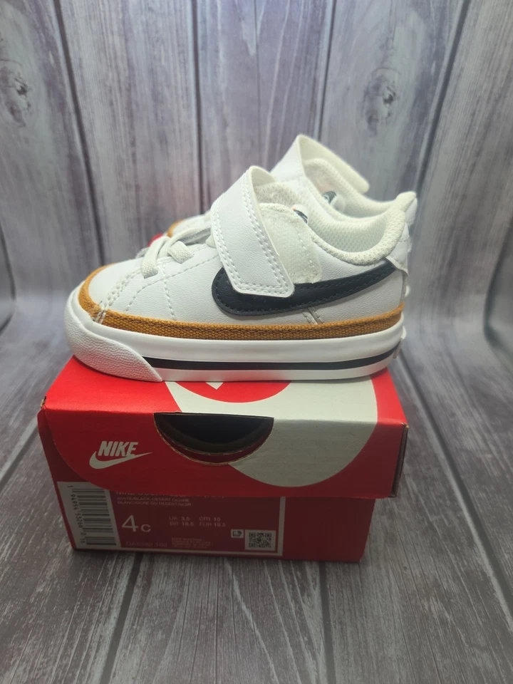 Zapatos de bebé Nike EE. UU. Talla 4C Infantil DA5382-102 Blanco/Negro/Dorado Ver Fotos Foto 4 de 4