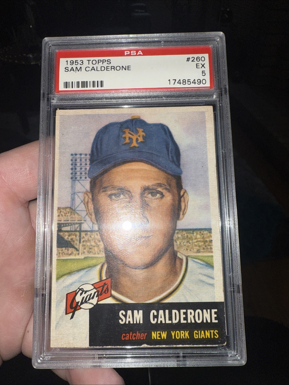 1953 Topps Sam Calderone #260 (RC) PSA 5 New York Giants Catcher High Number