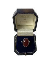 Carnelian Ring 950 Silver Carnelian Cabochon Silver Vintage Ring - Size O