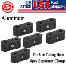 6PCS 3/16 Brake Tubing Hose Separator Clamp Double Hole Hoses Clamps Aluminum US