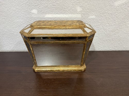 John Richard Mirrored Box JRA6054 Hinged Lid Felt Interior Luxury Decor Mint