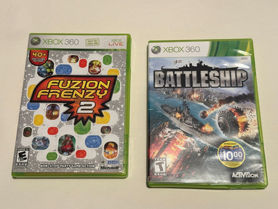 2 Game Lot Fuzion Frenzy 2 + Battleship Xbox 360 CIB battle ship fusion complete