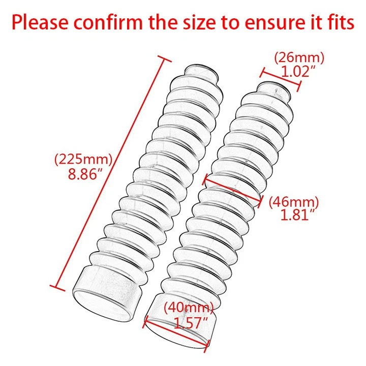 Universal Motorcycle Front Fork Cover Protector Gaiters Gators Boot Shock Rubber - Image 2 of 4